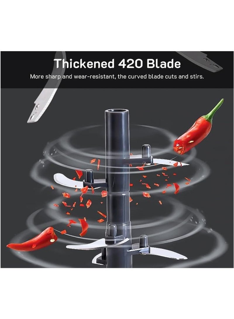كِنشُو Vegetable Chopper Manual Pull with 5 Blades and 900ml Storage Lid Large Capacity Food Blender for Home Kitchen Daily Use Fruits Meat - Image 4
