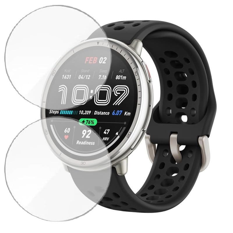 HELLOSCREEN 2 Pack | Screen Protector Guard for Amaz fit Active 2 | 1.32 inch | Smartwatch - Flexible & Ultrathin TPU Film, 9H Scratch Resistant, Bubble Free - Not a Tempered Glass - Image 1
