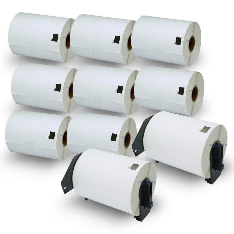BETCKEY Compatible Shipping Labels Replacement for Brother DK1241 4 x 6 Use with Brother QL Label Printers 10 Rolls 2 Reusable Cartridges