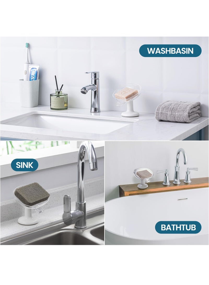 KASTWAVE Soap Bar Holder Soap Dish Self Draining with Suction Cup, Bar Soap Holder for Shower Wall, Soap Saver Tray for Bathroom, Suitable Sponge Holder for Tub, Kitchen Sink, Drill-Free,Removable - Image 4