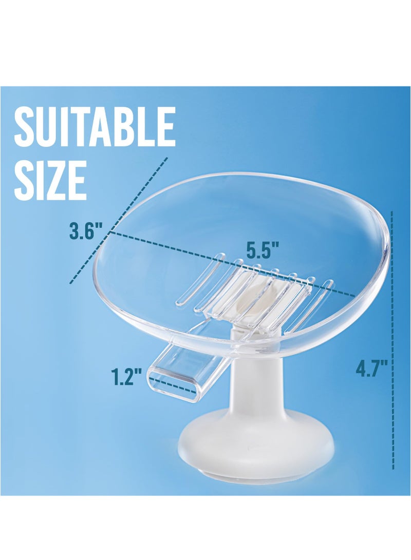 KASTWAVE Soap Bar Holder Soap Dish Self Draining with Suction Cup, Bar Soap Holder for Shower Wall, Soap Saver Tray for Bathroom, Suitable Sponge Holder for Tub, Kitchen Sink, Drill-Free,Removable - Image 2