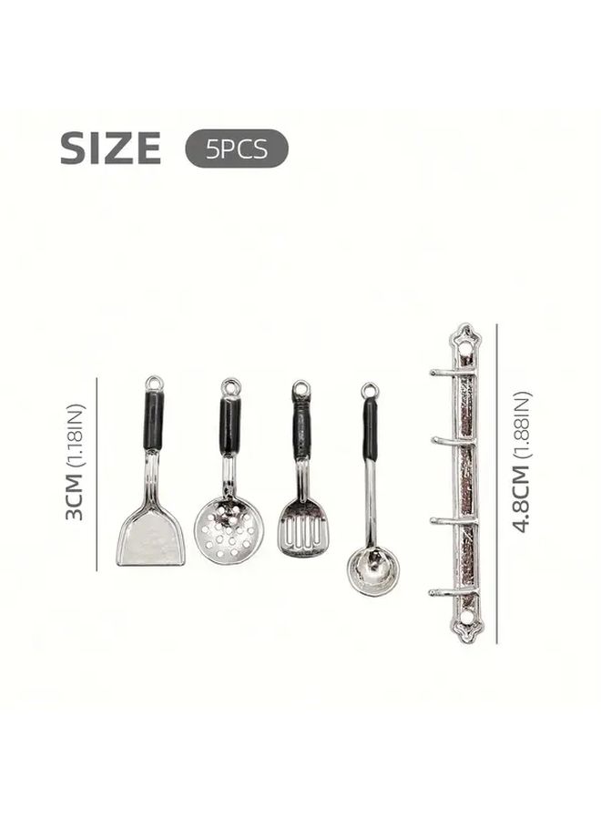 Bronze Dollhouse Miniature Kitchen Utensil Set 5pcs 1 12 Scale Realistic Decor - Image 2