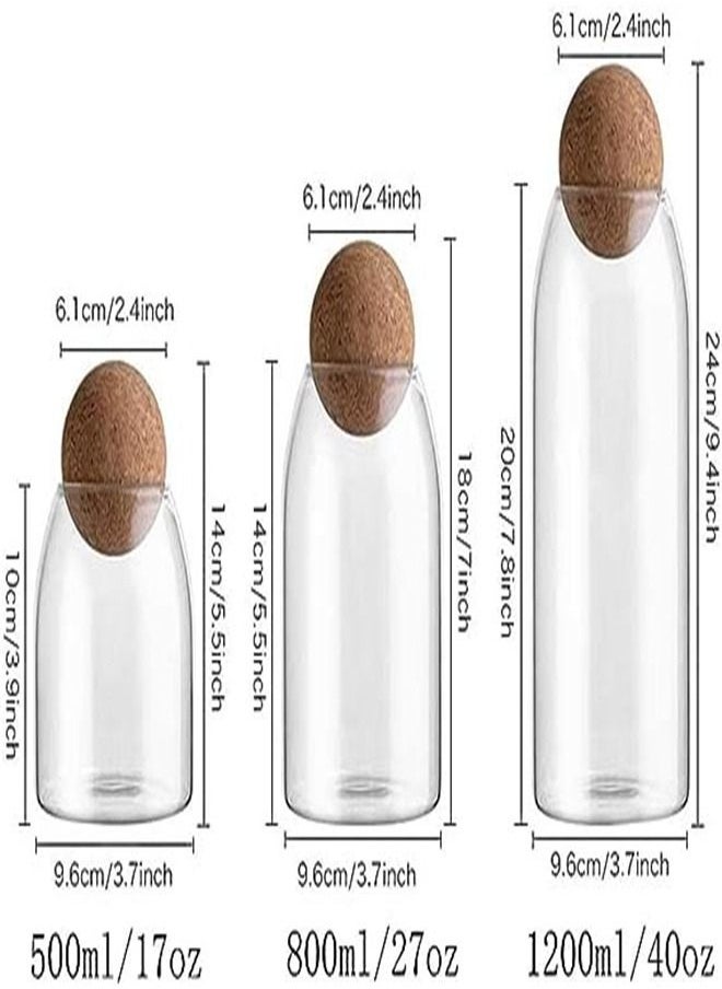 Goolsky Goolsky 3 Piece Glass Storage Containers with Airtight Seal Wood Cork Ball Lids, Apothecary Jars with Lids, Candy Jar for Food, Coffee, Bean, Tea, Spice, Salt, Sugar, Cookie  - Image 5