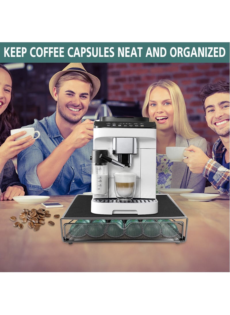 Coffee Pod Drawer Compatible With K-cups 36 Pod Pack Holder Non-rolling Compact Under Coffee Pot Storage Sliding Drawer Home Kitchen Counter Organizer Coffee Drawer – Black