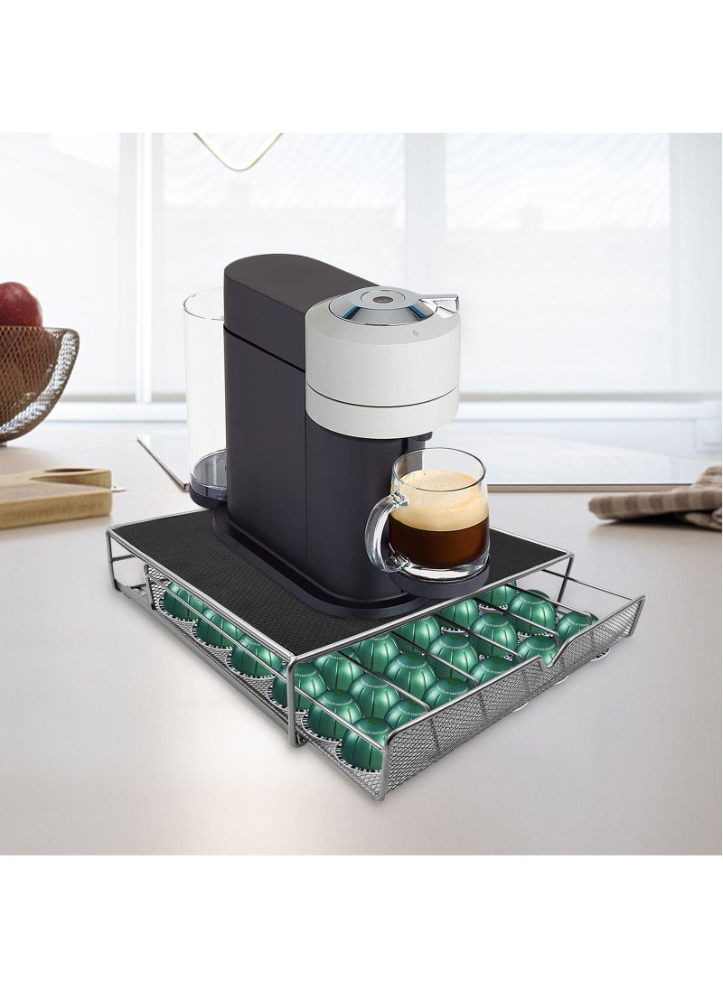 Coffee Pod Drawer Compatible With K-cups 36 Pod Pack Holder Non-rolling Compact Under Coffee Pot Storage Sliding Drawer Home Kitchen Counter Organizer Coffee Drawer – Black