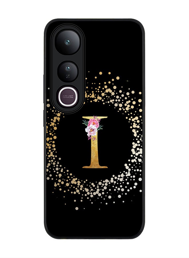 Stylizedd For vivo V50 Lite Case,Slim fit Camera Protection, Shockproof Thin Phone cover  - Custom Monogram Floral - I ( Black )