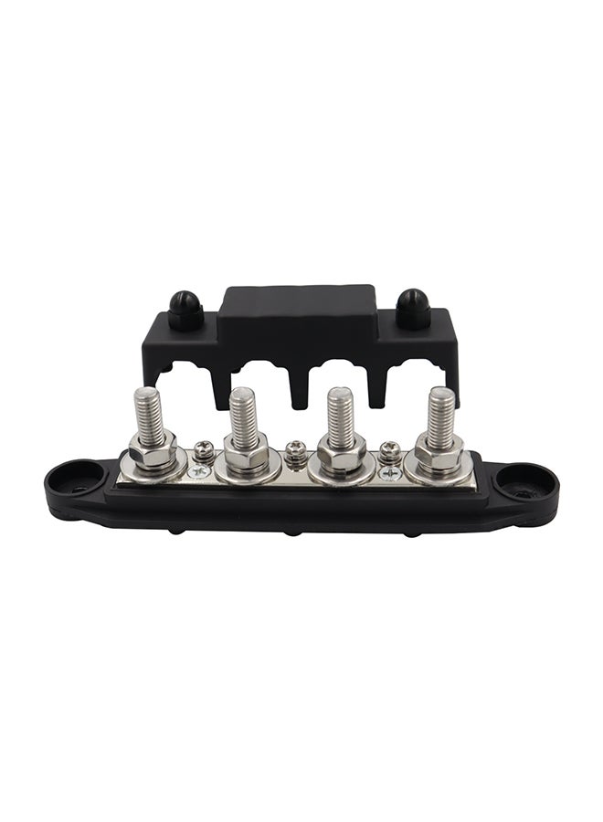 4-Stud Busbar BAR Power Distribution Block for Marine Battery Terminals, 12V Power and Ground Distribution Blocks, Battery Terminal Terminal Busbar (Standard), Black - M10 (3/8) Studs - Image 1
