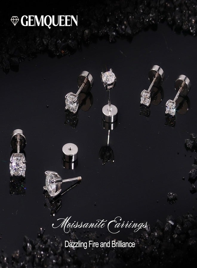GEMQUEEN 3 Pairs Moissanite Earrings Studs 14K Gold Plated S925 Sterling Silver Flat Back Earring for Women Men - Hypoallergenic Set Cartilage Helix Piercing Jewelry Trendy Thanksgiving Christmas - Image 5