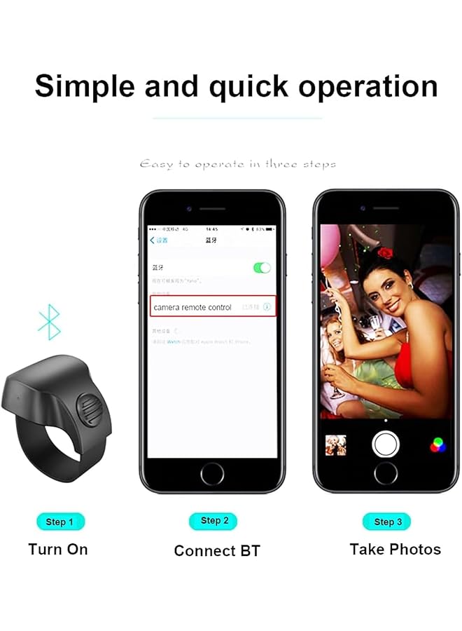 erorex Selfie Remote Control Recharging Bluetooth 5.1 Smart Ring Selfie Remote Control For Iphone And Android Wireless Remote Control Selfie Shutter For Photography And Video Recording Black 1 Pcs  - Image 5