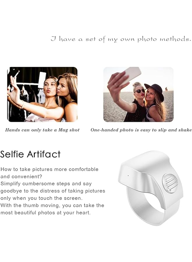 erorex Selfie Remote Control Recharging Bluetooth 5.1 Smart Ring Selfie Remote Control For Iphone And Android Wireless Remote Control Selfie Shutter For Photography And Video Recording Black 1 Pcs  - Image 4