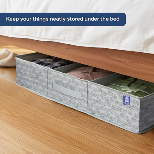 HomeStrap Under Bed Storage Bag with Clear Lid & 5 Adjustable Velcro Dividers | Large Foldable Underbed Organizer for Clothes, Shoes | Dustproof Non-Woven Fabric Storage Box with Handles | Grey - Image 5
