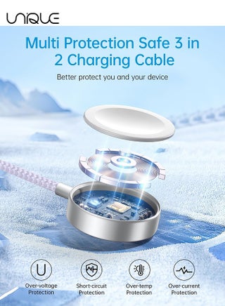 كابل شحن 1.5 متر - ترقية 3 في 2 USB C كابلات شحن مضفرة - كابلات شحن سريع للسفر مع منافذ USB C / Lightning - كابل شحن الساعة - كابل شحن متعدد الوظائف - لسلسلة iPhone 16 / Samsung / MacBook / Google / Android / كابل شاحن هاتف الكمبيوتر المحمول (أرجواني) - view 4