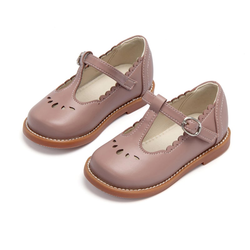 THEE BRON Girls T-Strap Mary Jane Oxfords Vintage Cutout Dress Shoes School Party(AX410 Toddler,Pink/7M) - Image 1