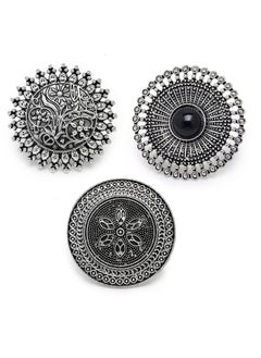 YouBella Jewellery Afghani Tribal Oxidised Silver Plated Combo of 3 Rings for Women and Girls (YBRG_20136)