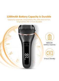 Yakiter Electric Feet Callus Remover, Professional 12 in 1 Foot File Pedicure Kit Tools, Rechargeable Dry Dead Skin Foot Scraper with 3 Roller Heads & 2-Speed Power for Feet Hands Heels Spa (Black)  - Image 3