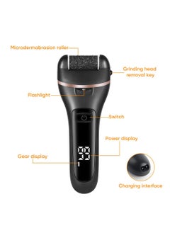Yakiter Electric Feet Callus Remover, Professional 12 in 1 Foot File Pedicure Kit Tools, Rechargeable Dry Dead Skin Foot Scraper with 3 Roller Heads & 2-Speed Power for Feet Hands Heels Spa (Black)  - Image 4