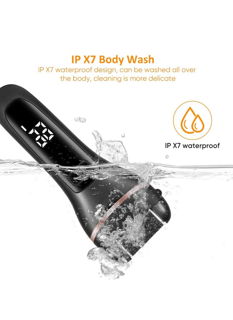 Yakiter Electric Feet Callus Remover, Professional 12 in 1 Foot File Pedicure Kit Tools, Rechargeable Dry Dead Skin Foot Scraper with 3 Roller Heads & 2-Speed Power for Feet Hands Heels Spa (Black)  - Image 5
