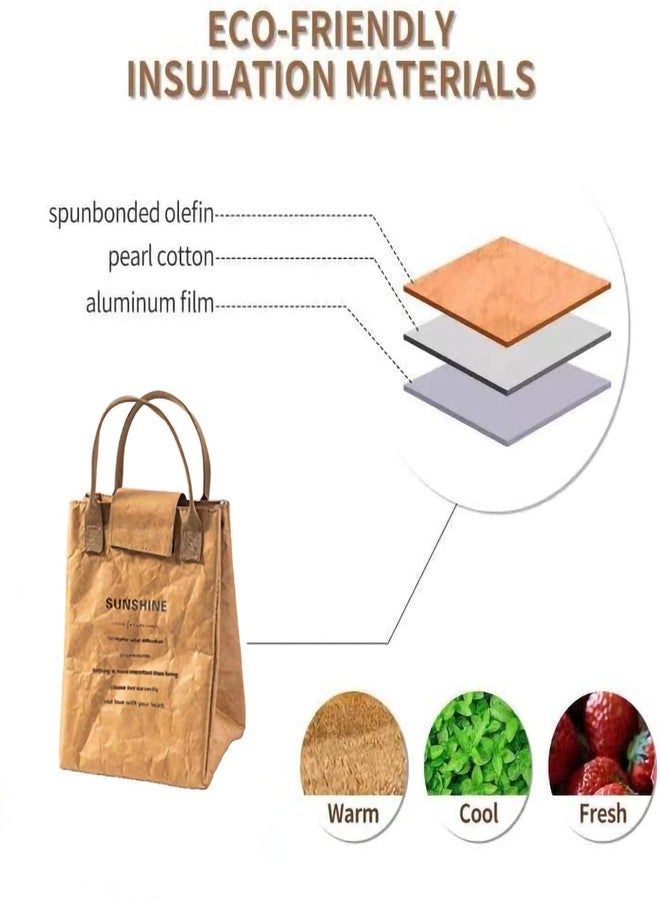 JIELUO Lunch Bag Women/Men, Easy to clean Reusable Lunch Bag, Lunch box, Lunch Tote, Insulated Lunch Bags ，Water-Resistant, Thermal Liner & Durable Fabrics | Simple Design, Classic Brown - Image 3