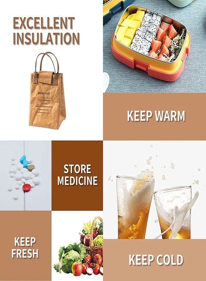 JIELUO Lunch Bag Women/Men, Easy to clean Reusable Lunch Bag, Lunch box, Lunch Tote, Insulated Lunch Bags ，Water-Resistant, Thermal Liner & Durable Fabrics | Simple Design, Classic Brown - Image 5
