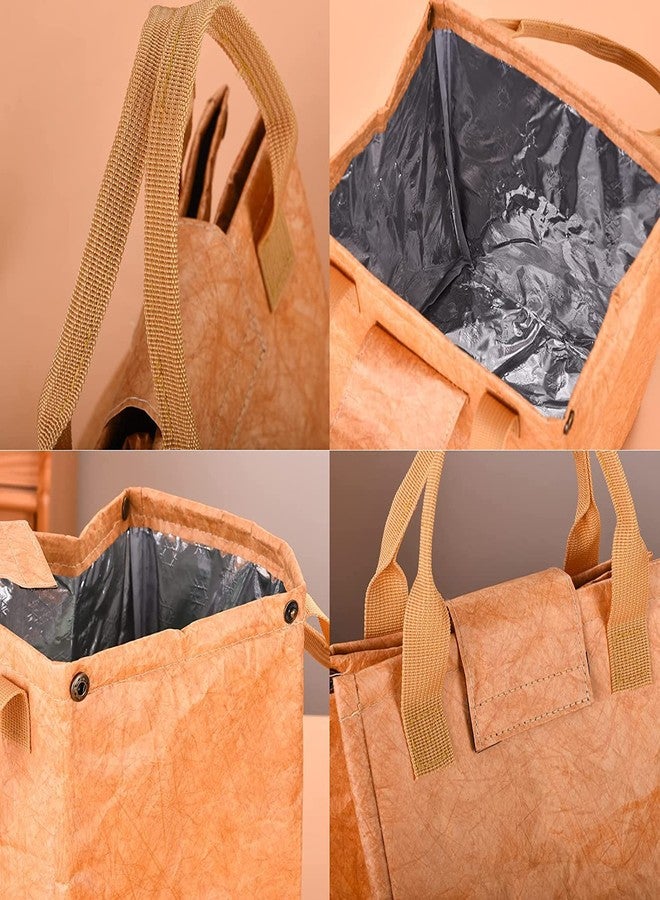 JIELUO Lunch Bag Women/Men, Easy to clean Reusable Lunch Bag, Lunch box, Lunch Tote, Insulated Lunch Bags ，Water-Resistant, Thermal Liner & Durable Fabrics | Simple Design, Classic Brown - Image 4