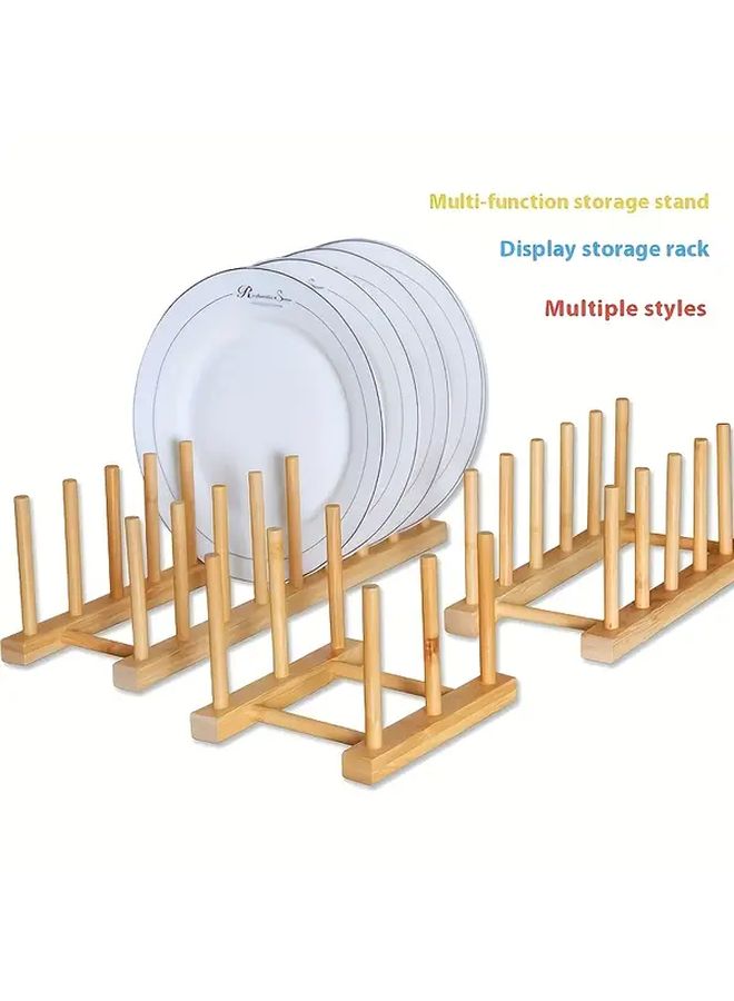Wooden Kitchen Organizer Rack Five Grids Eight Grids Drying Stand With Heat Resistant Mat - Image 3