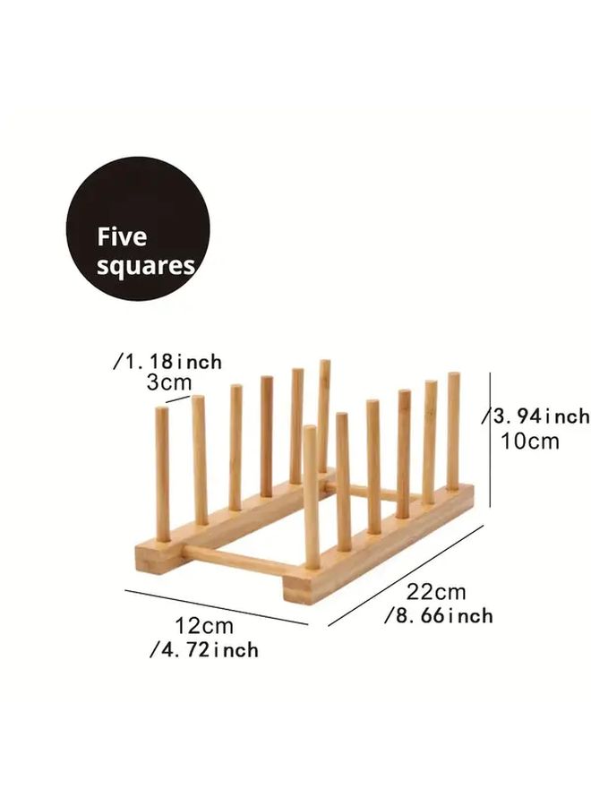 Wooden Kitchen Organizer Rack Five Grids Eight Grids Drying Stand With Heat Resistant Mat - Image 5
