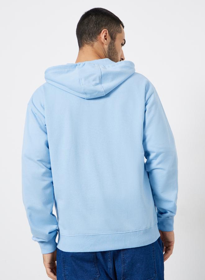 Styli Men Light Blue Printed Zip-Up Sweatshirt - Image 5