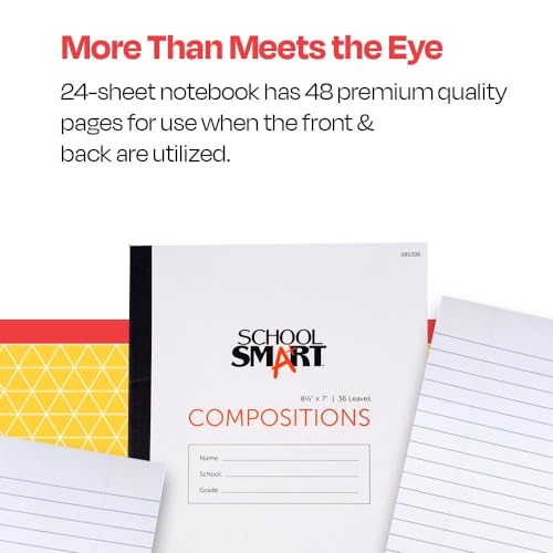 School Smart Stitched Cover Composition Book, No Margin, 8-1/2 x 7 Inches, 72 Pages - Image 5