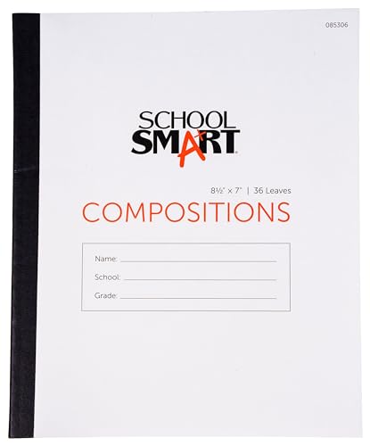 School Smart Stitched Cover Composition Book, No Margin, 8-1/2 x 7 Inches, 72 Pages - Image 1