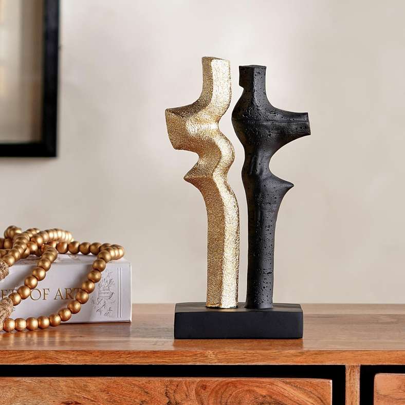 Pan Home Canan Polyresin Decor Accent 16x9x31.5cm - Black/Gold - 112HEL9900631 - Image 1