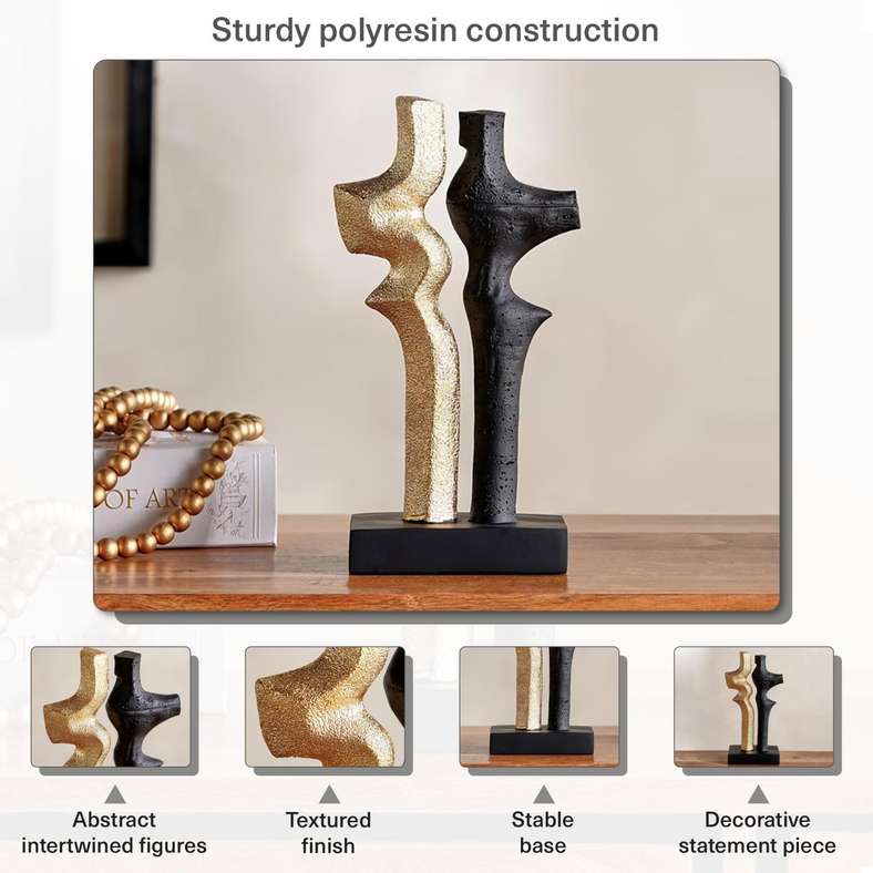 Pan Home Canan Polyresin Decor Accent 16x9x31.5cm - Black/Gold - 112HEL9900631 - Image 4