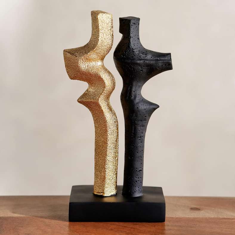 Pan Home Canan Polyresin Decor Accent 16x9x31.5cm - Black/Gold - 112HEL9900631 - Image 3