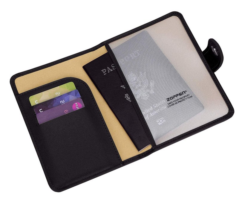 ZOPPEN Passport Holder Women Men, Passport Cover Travel Wallet Rfid Blocking Passport Wallet Cover Case Travel Essentials Document Organizer, Black - Image 3