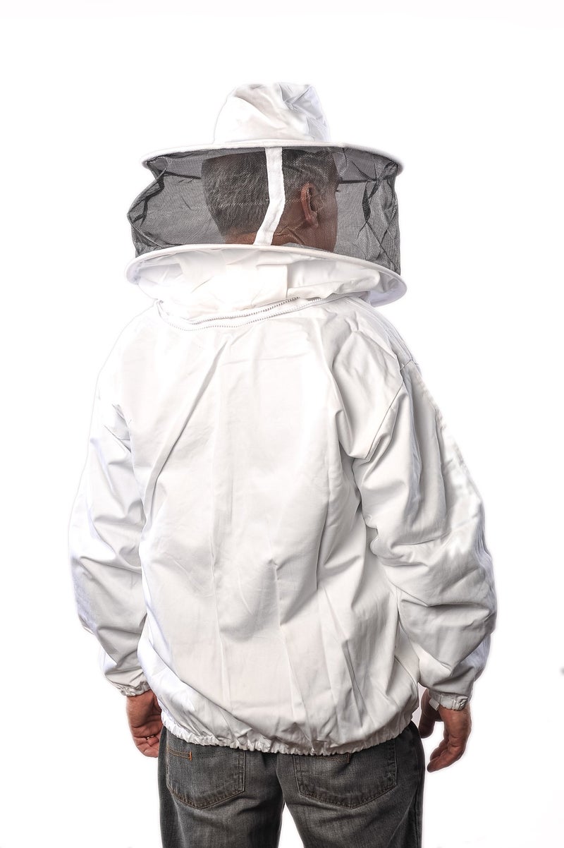 FOREST BEEKEEPING SUPPLY –Premium Breathable Cotton Jacket with Round Veil, Professional Beekeeper Jacket YKK Brass Zippers - Medium - Image 3
