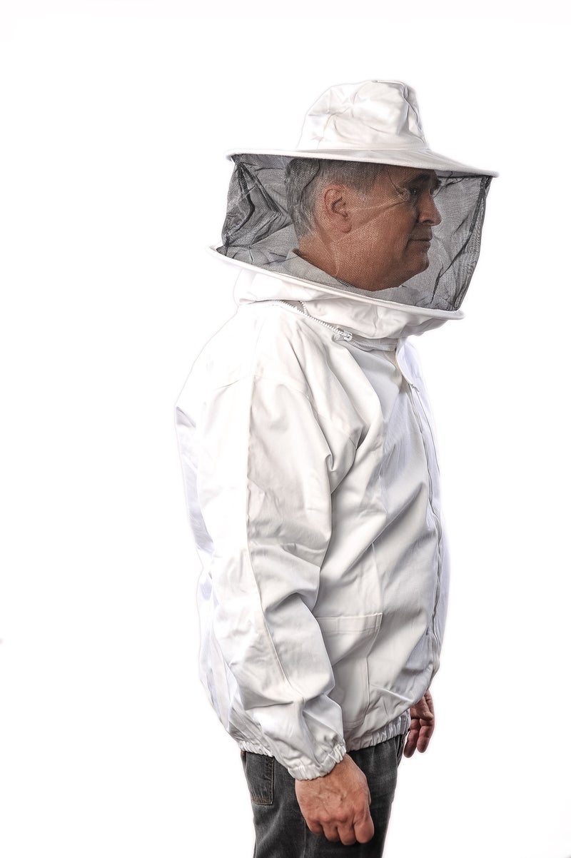 FOREST BEEKEEPING SUPPLY –Premium Breathable Cotton Jacket with Round Veil, Professional Beekeeper Jacket YKK Brass Zippers - Medium - Image 2