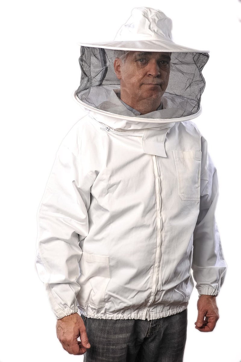 FOREST BEEKEEPING SUPPLY –Premium Breathable Cotton Jacket with Round Veil, Professional Beekeeper Jacket YKK Brass Zippers - Medium - Image 1