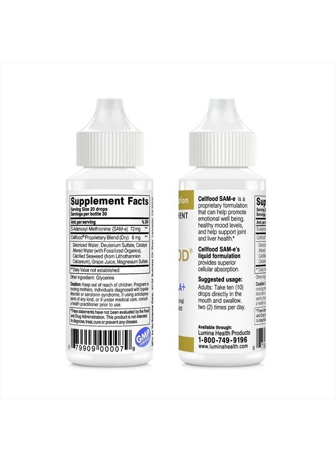 Cellfood SAM-e Liquid Formula+, 1 fl oz - Joint Support & Liver Health - Liquid for Easier Absorption & Better Bioavailability - Gluten Free, Non-GMO - 30-Day Supply  - Image 2