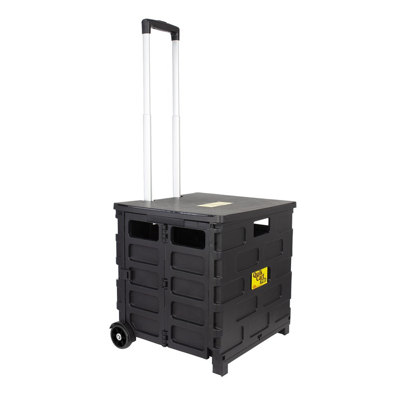 dbest products dbest products Quik Cart Pro Wheeled Rolling Crate Teacher Utility with seat Heavy Duty Collapsible Basket with Handle Black