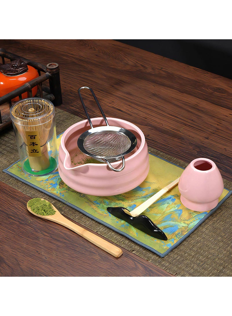 ليكتو كافت طقم خفاقة ماتشا باللون الوردي للنساء، طقم ماتشا يتضمن خفاقة ماتشا ووعاء ماتشا مع فوهة، منخل ماتشا، حامل خفاقة ماتشا ومغرفة ماتشا، خفاقة خيزران لشاي الماتشا - Image 2