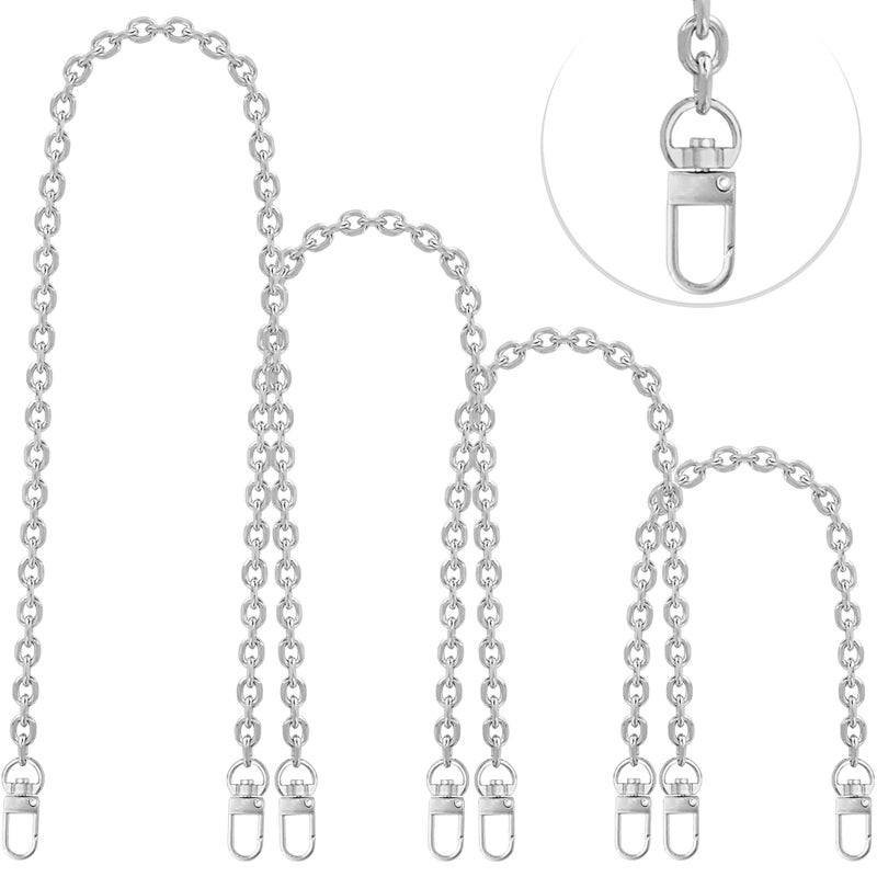 Chewarelly 4 Pcs Different Size Purse Chain Strap Cross body Chain Strap Replacement Chain for Handbag Shoulder Bag Purse157236315472 InchesO chain 028 Inch Silver