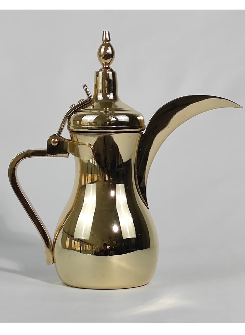 HTH Classic Arabic Coffee Dallah Pot Rustproof Premium Stainless Steel Teapot Mirror Finish Coffee Kettle Easy Pour Spout Tea Kettle with Attached Lid and Ergonomic Handle Dishwasher Safe Teapot for Office Home 12/18/26/32/48 Oz  - Image 1