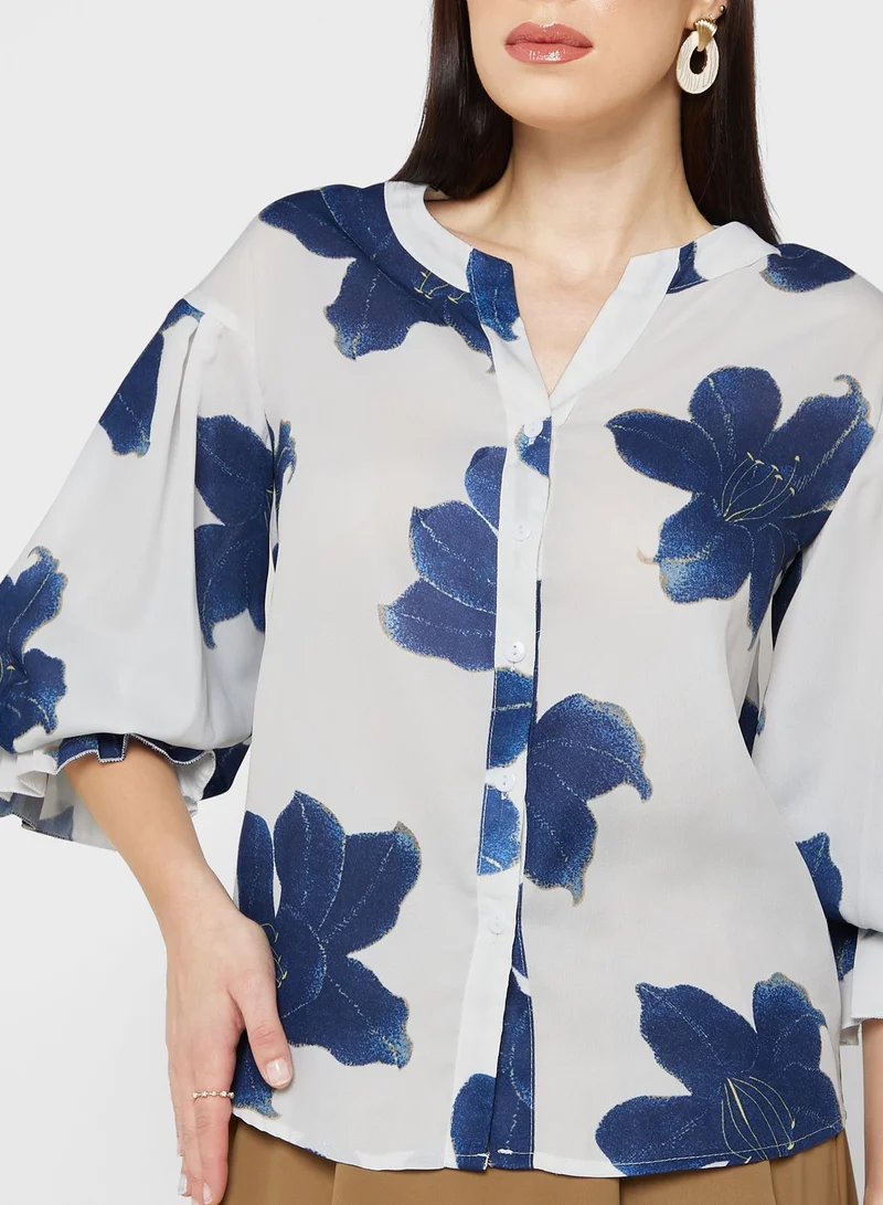 ELLA Balloon Sleeve Printed Top