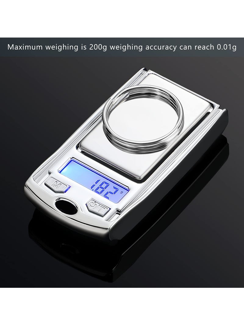 Barakah ميزان جرام محمول، ميزان رقمي صغير لذهب المجوهرات، ميزان إلكتروني دقيق محترف 200 جرام إلى 0.01 جرام، ميزان دقيق بحجم الجيب مع بطارية للمجوهرات، الأعشاب، الطعام، 1 قطعة - Image 2