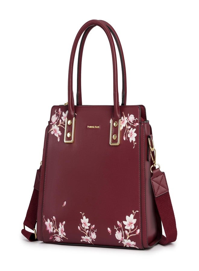 Pomelo Best Handbags for Women with Multiple Internal Pockets in Pretty Color Combination, Women's Satchel Handbag, Burgundy, 11 inches x 4 inches x 9 inches - Image 1