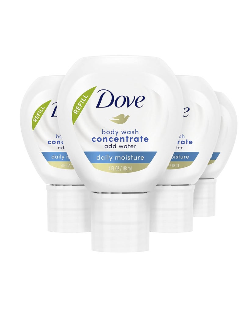 Dove Dove Concentrate Refill 4 Count for Instantly Soft Skin and Lasting Nourishment Daily Moisture Refill for use Reusable Bottle 4 fl oz (makes 16 fl oz of Body Wash) - Image 1