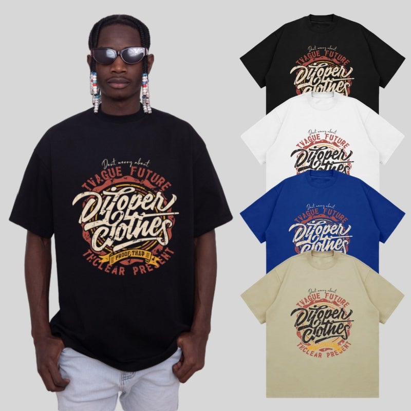 Trendy Brand Summer Japanese Printed Short-Sleeved T-Shirt Men'S Street Loose Couple'S Casual T-Shirt Heavy-Duty Intransparent 260G - Image 3