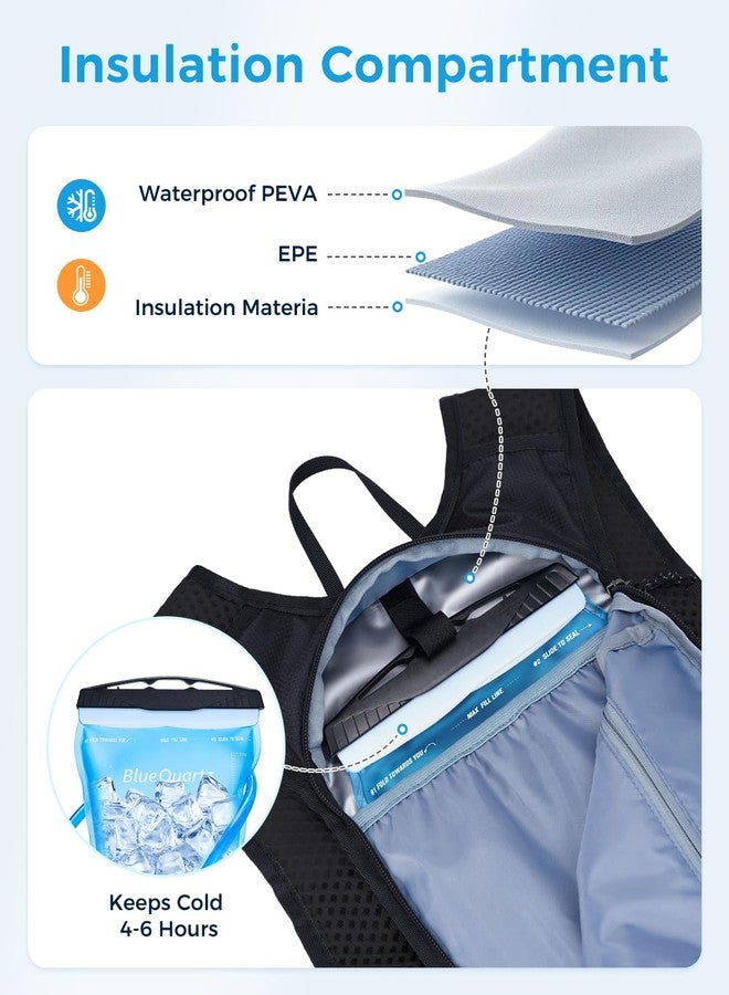 Blue Quartz Hydration Backpack with 2L Water Bladder, Hiking Water Pack with Insulated Compartment for Women Men, Lightweight Running Hydration Vest with Phone Pocket for Cycling, Biking - Image 3