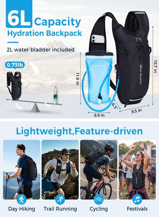 Blue Quartz Hydration Backpack with 2L Water Bladder, Hiking Water Pack with Insulated Compartment for Women Men, Lightweight Running Hydration Vest with Phone Pocket for Cycling, Biking - Image 5