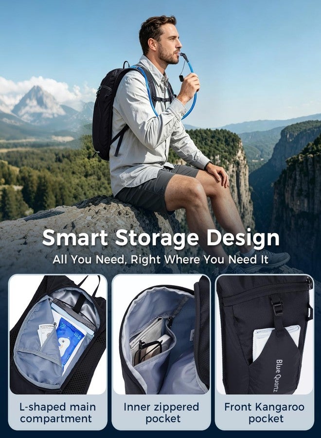 Blue Quartz Hydration Backpack with 2L Water Bladder, Hiking Water Pack with Insulated Compartment for Women Men, Lightweight Running Hydration Vest with Phone Pocket for Cycling, Biking - Image 2