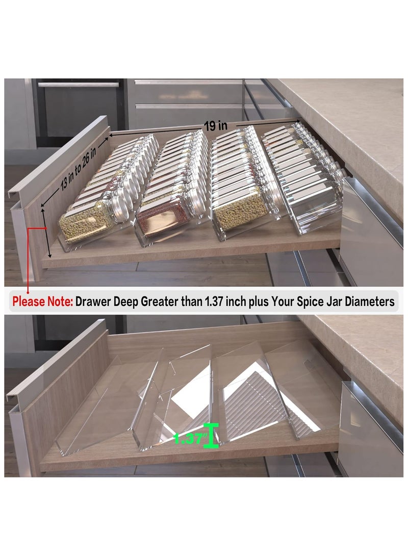 TPGP Spice Drawer Organizer, 4-Tier Clear Acrylic Expandable from 13" to 26" Seasoning Jars Drawer Insert, Kitchen Drawer Spice Rack Tray for Cabinet/Countertop - Image 3